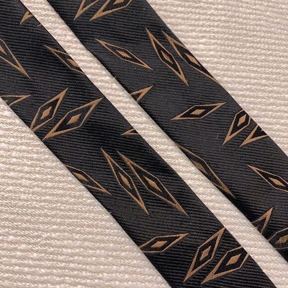 SUSPENDERS Made in Germany geometric pattern Y elastic back black/brown leather - Picture 6 of 7